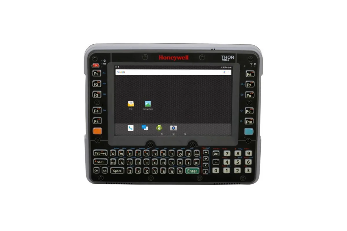Máy tính gắn xe nâng Honeywell Thor VM1A màn 8 inch với bàn phím QWERTY đầy đủ và phím F1–F10 hai bên